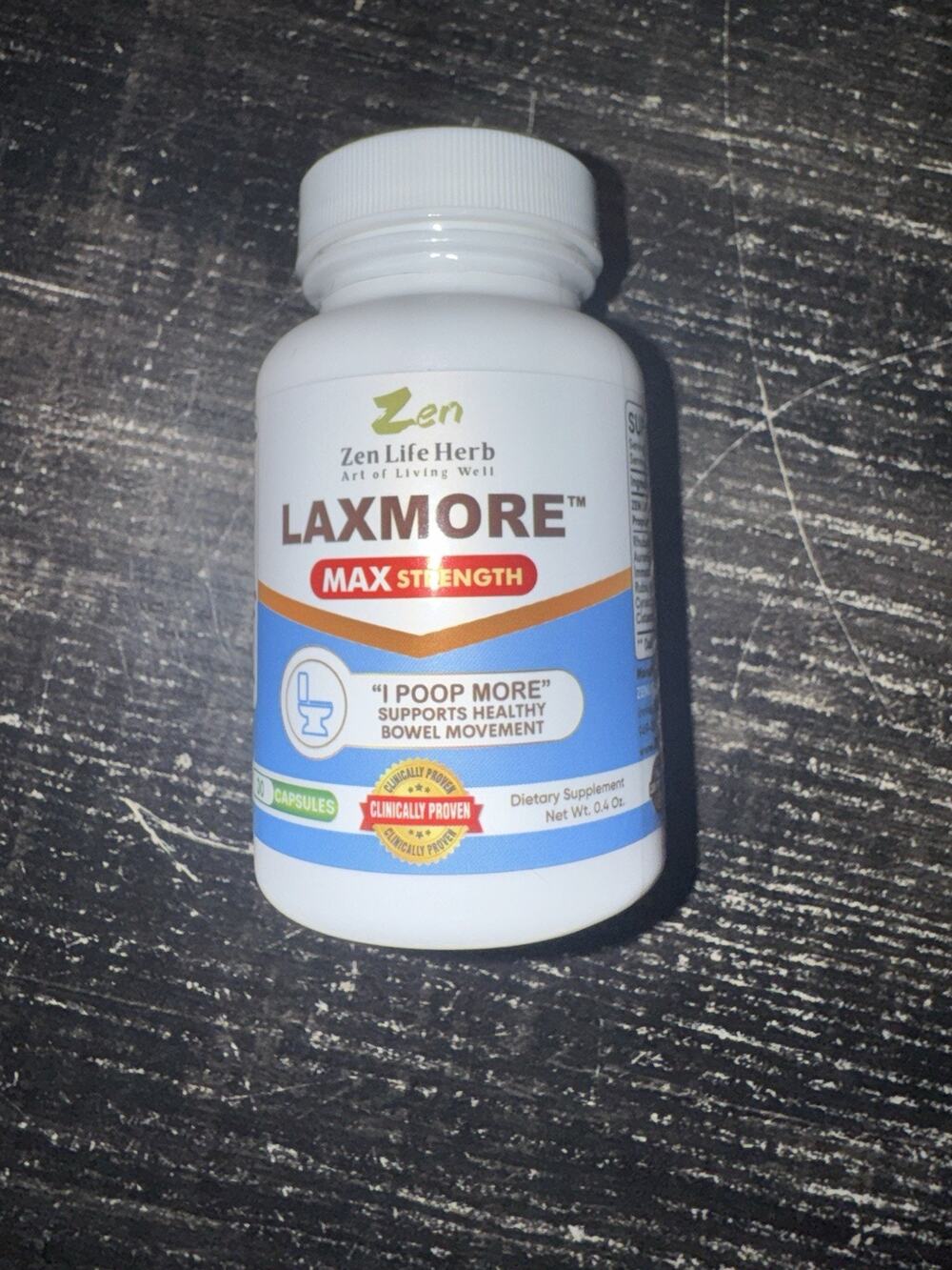 ZenLife Laxmore Max Strength Supports Healthy Bowel Movements Ex 09/2029